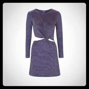 Topshop black metallic stripe cut out dress